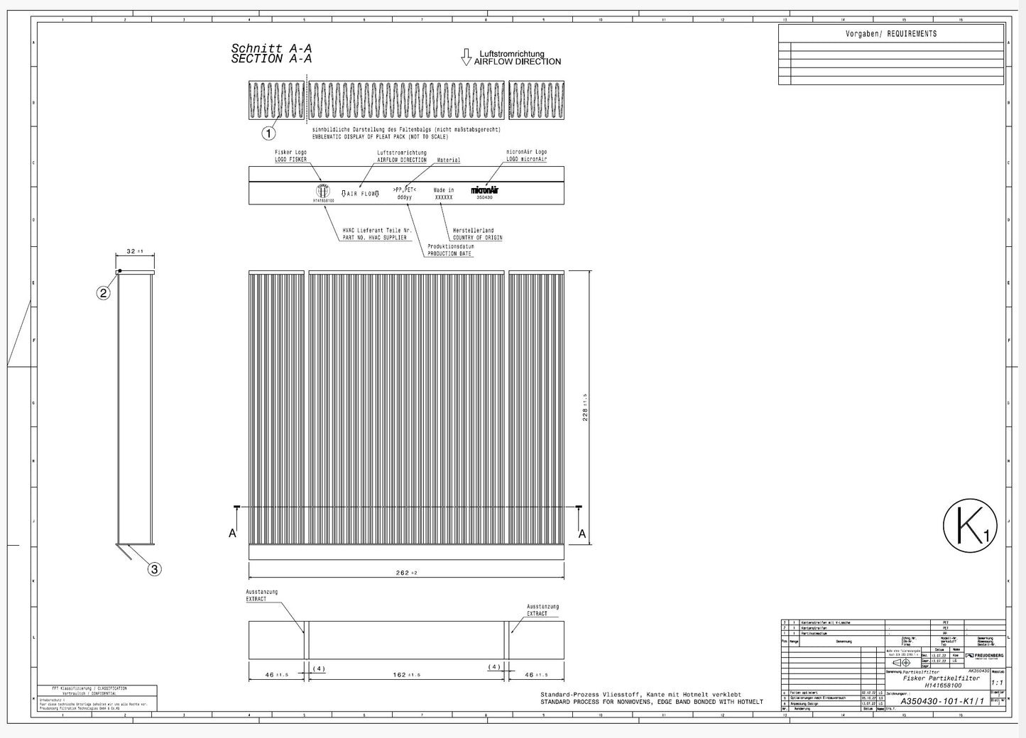 OEM Air Cabin Filter MicronAir 350430 Fisker Part H141658100