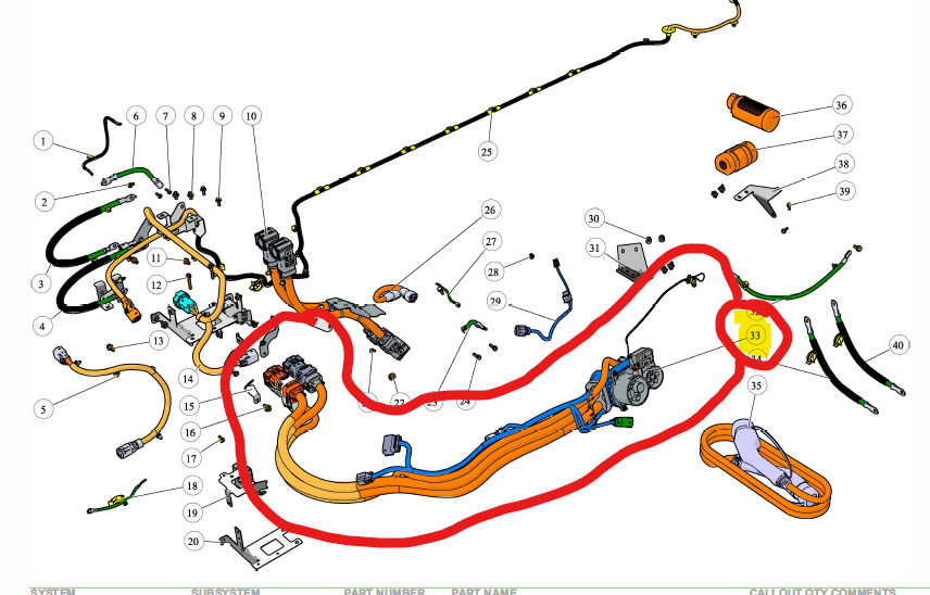 Charge Port HV Wiring Harness CCS1 (US) (FM2915850224B)