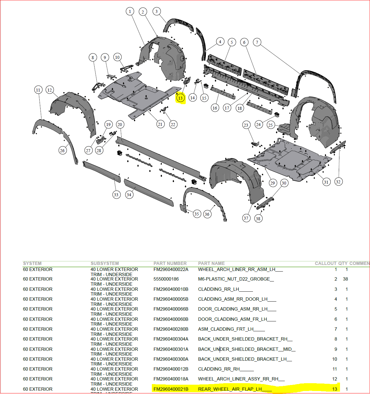 REAR WHEEL AIR FLAP LH FM2960400021B