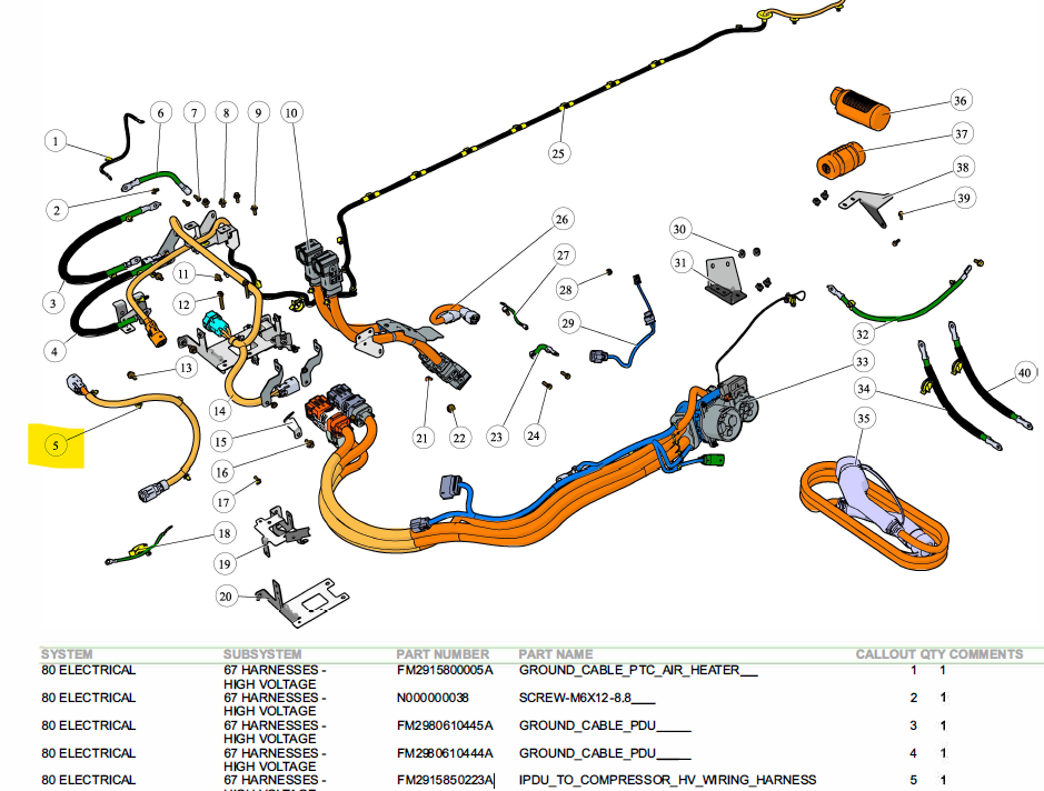 IPDU to Compressor HV Wiring Harness (FM2915850223B)