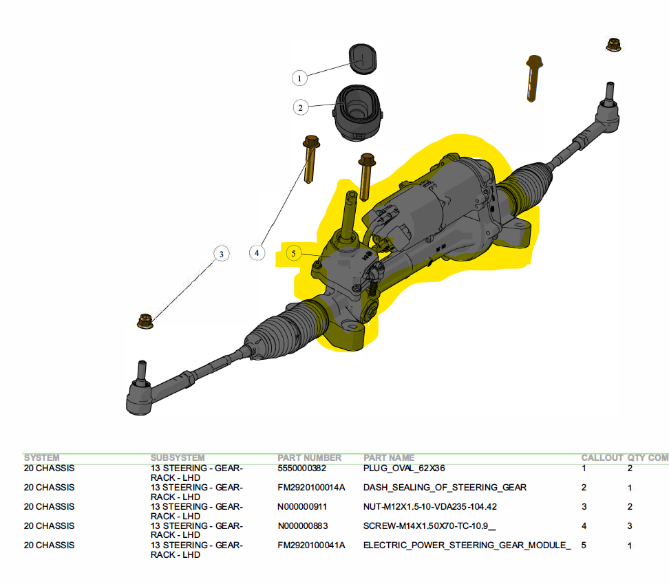 ASM Electrical Power Steering Gear (FM2920100001H)