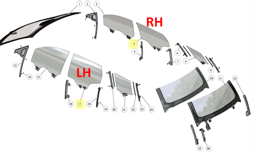 Rear Door Glass - Both Variants (FM2955100082A; FM2955100119A)