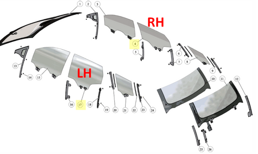 Rear Door Glass - Both Variants (FM2955100082A; FM2955100119A)